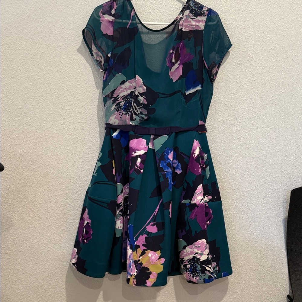 Taylor Teal and Purple Floral Mini Dress